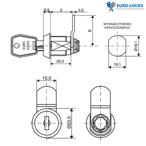 Zamek Euro-Locks 005 - krzywkowy - C702